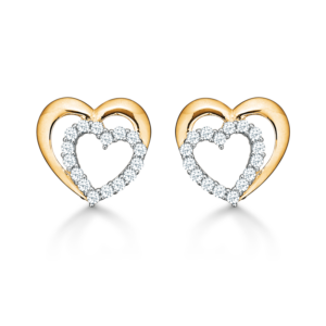 Støvring hjerte ørestikker i 14 karat guld med zirkonia 70242880-14
