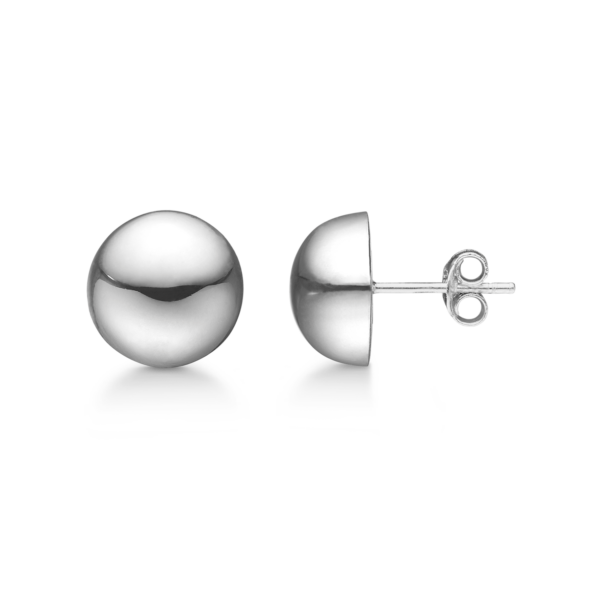 Sølv ørestikker halvkugle 12 mm.