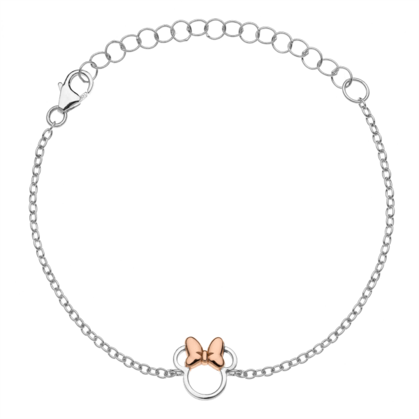 Disney - Minnie Mouse Sølv Armbånd med Rosa Sløjfe (17 cm)