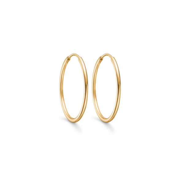 Guld hoops 14 karat, tynde creol øreringe Ø25 x 1,5 mm