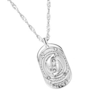 Stjernetegn halskæde Fisken sølv belagt med zirkonia sten 40+7 cm 110941-15
