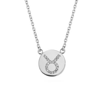 Stjernetegn halskæde Tyren i sølv med zirkonia sten 38+5cm9NB-0458-10