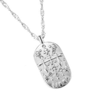 Stjernetegn halskæde Vægten sølv belagt med zirkonia sten 40+7 cm 110941-15