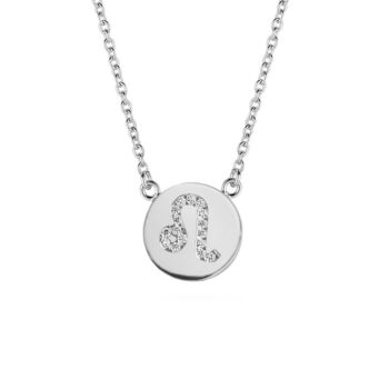 Stjernetegn halskæde løven i sølv med zirkonia sten 38+5cm 9NB-0470-10