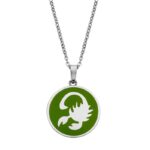 Stjernetegn halskæde skorpionen med grøn emlaje 42+5 cm Ø15 mm8CN-26095-10