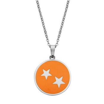 Stjernetegn halskæde tvilling med orange emalje 42+5 cm Ø15 mm 8CN-26090-10