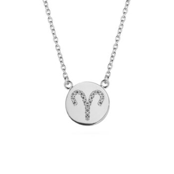 Stjernetegn halskæde vædderen i sølv med zirkonia sten 38+5 cm 9NB-0456-10