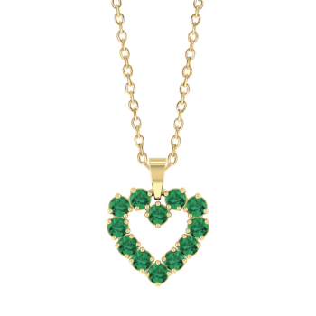 Guld hjerte halskæde med grønne sten