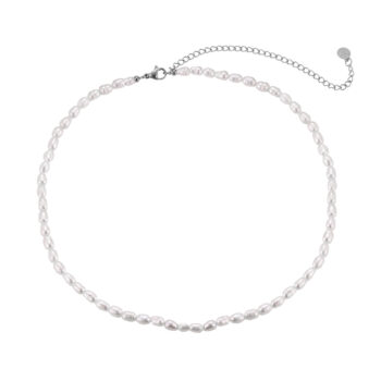 perlehalskæde med sølv kæde