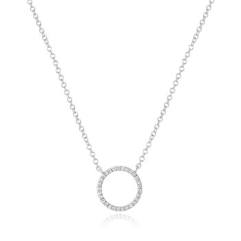 Diamant halskæde cirkel infinity design i hvidguld