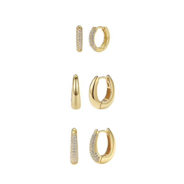 Nava Copenhagen - 3-Pack Ease Hoops - Forgyldt