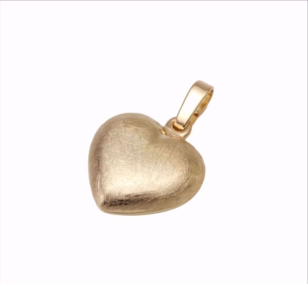 Guld hjerte mat overflade 14 karat ægte guld - 13mm x 13mm