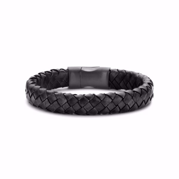 Frank1967 sort herre læder armbånd