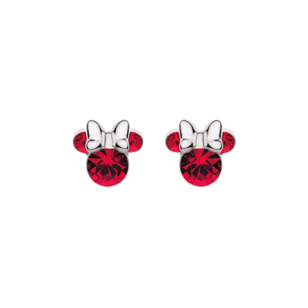 Disney - Minnie Sølv Ørestikker med Rubiner og Sløjfe